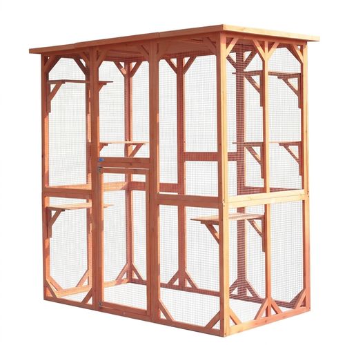 Sandinrayli Outdoor Wooden Cat and Rabbit Enclosure