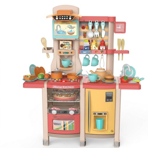 Sandinrayli 65-Piece Kids Kitchen Playset, Pink