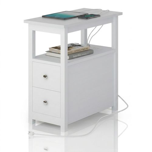 Sandinrayli End Table with Charging Station, White