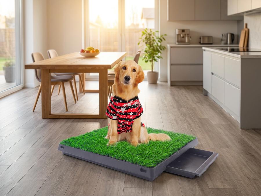 Sandinrayli Puppy Potty Training Grass Tray in a home setting